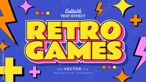 Editable text style effect - retro old school cartoon text in groovy style theme