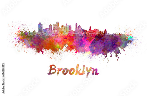 Brooklyn skyline in watercolor