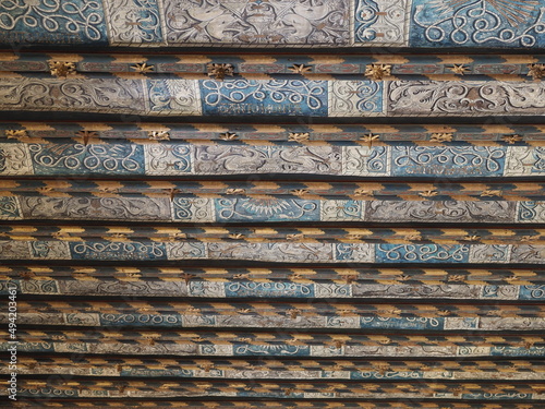 Medieval ceiling of palace in Saragossa city in Spain photo
