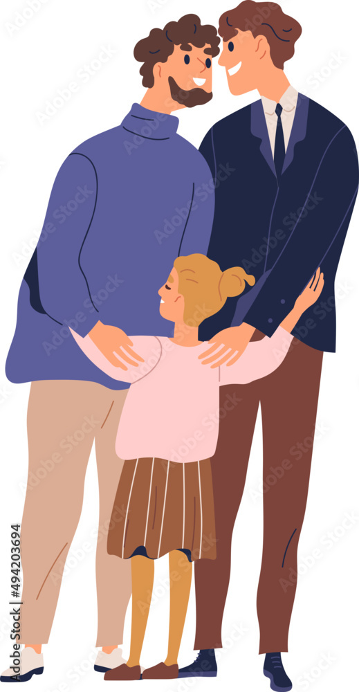Happy Lgbt Family Hugging and Feeling Love Illustration Happy Lgbt Family Hugging and Feeling Love Illustration