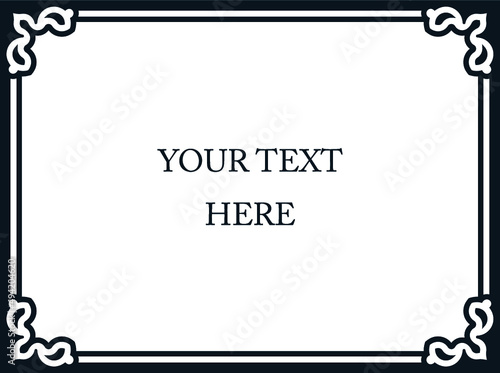 Vector border frame. Background or display window decoration. Simple rectangular horizontal billboard, web banner, card, plaque, signboard, sticker or label 