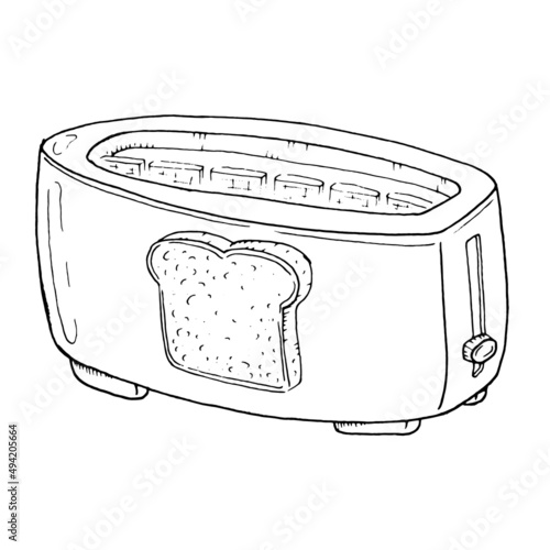 Toaster sketch drawing. Vector illustration of kitchen appliance toaster.