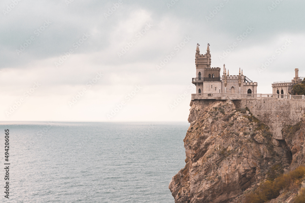 Overlook of the Swallow's Nest romantic castle on the Black sea shore