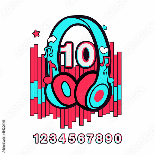 Musical icon, happy birthday banner. Social media concept. Dance wallpaper. Sublimation or plotter layout