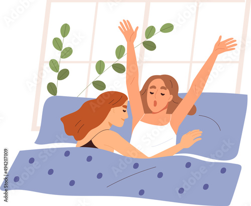 Cute Homosexual Couple of Women in Bed Illustration