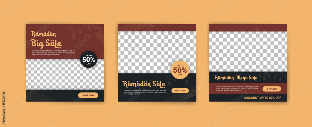 Fototapeta premium Social media post template for ramadan month promotion sale.
