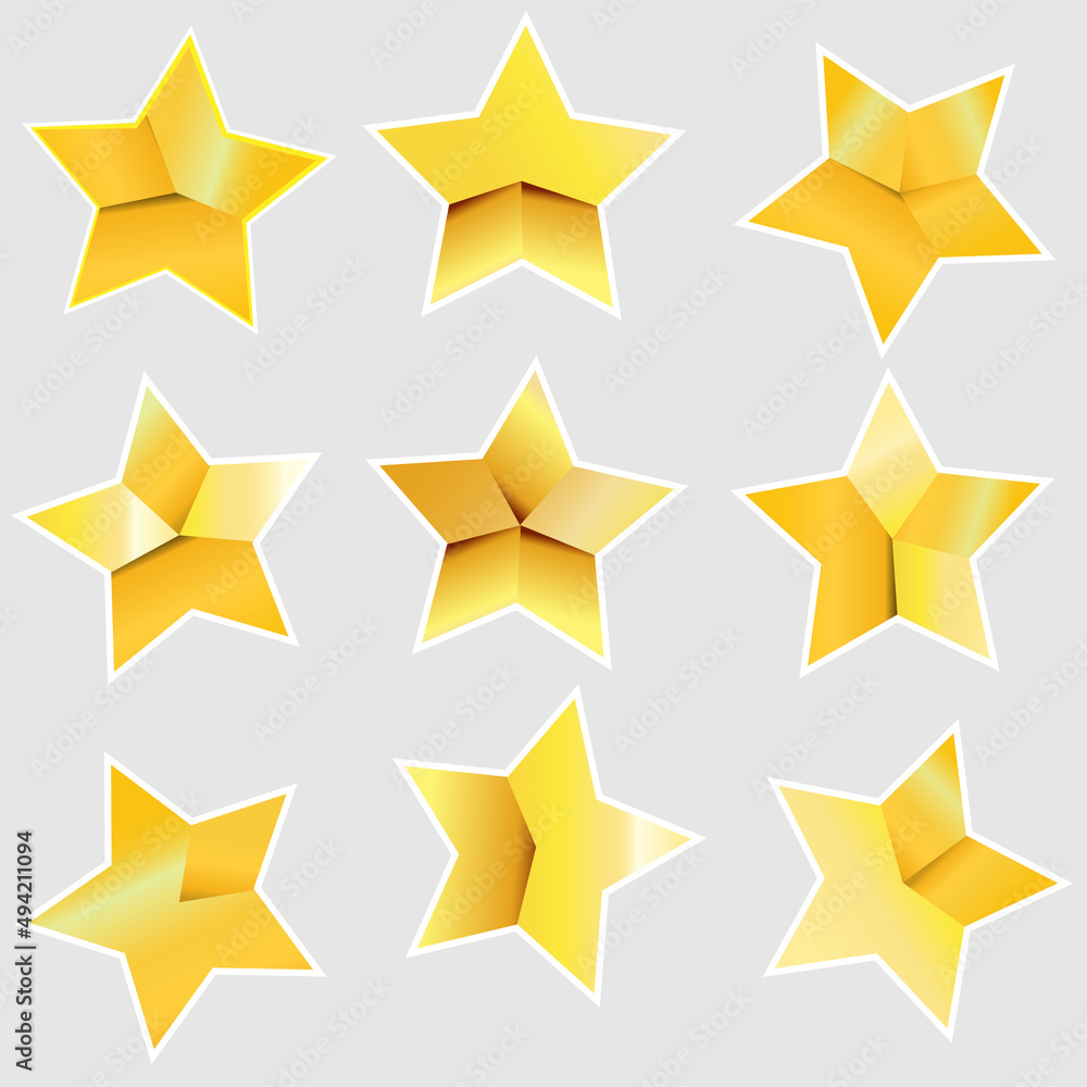 Set of various golden origami paper templates Set of various golden origami paper templates
