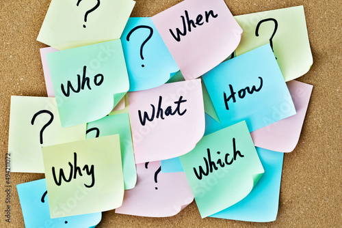 Who, why, what, when, how, where, which question on paper notes