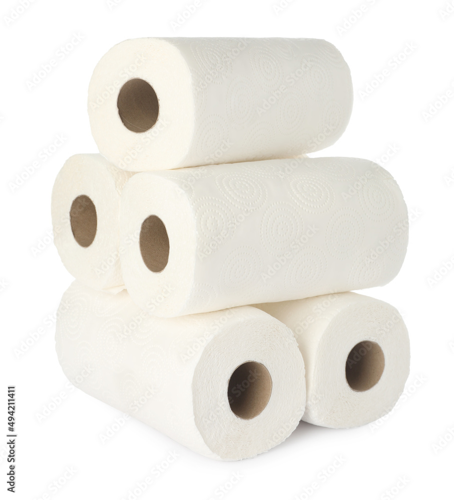 Fototapeta premium Rolls of paper towels isolated on white