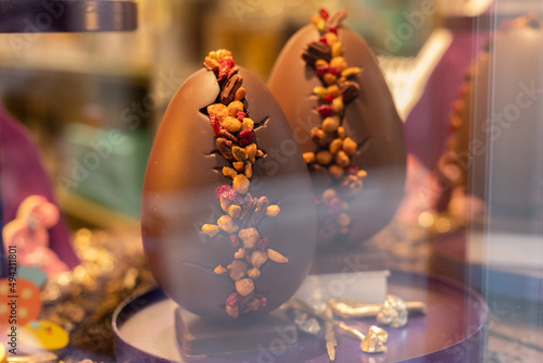 chocolate eggs in a shop window