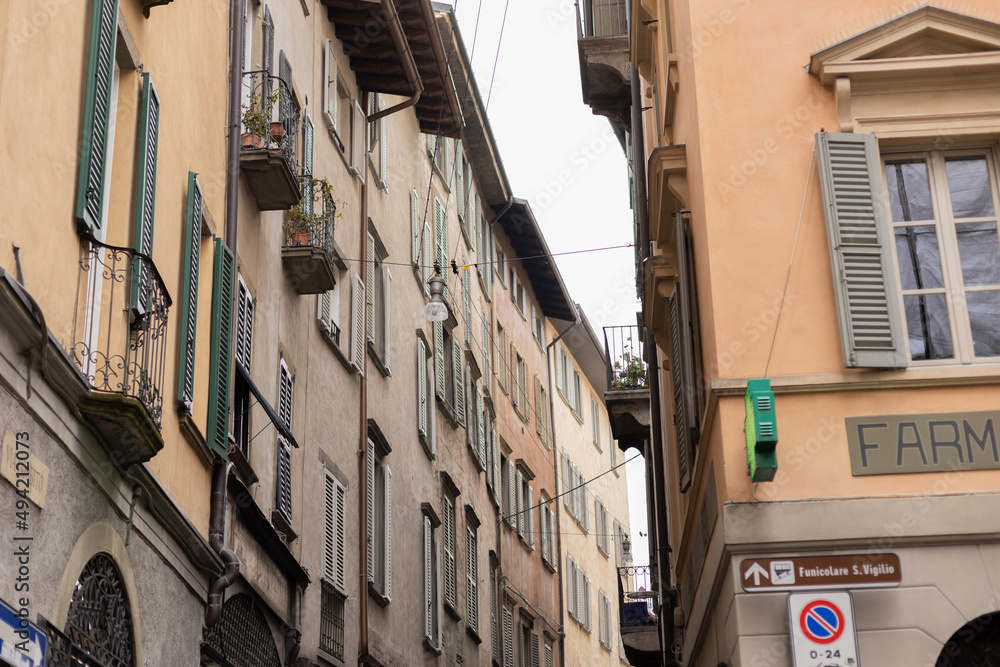 streets of the beautiful italian city of bergamo