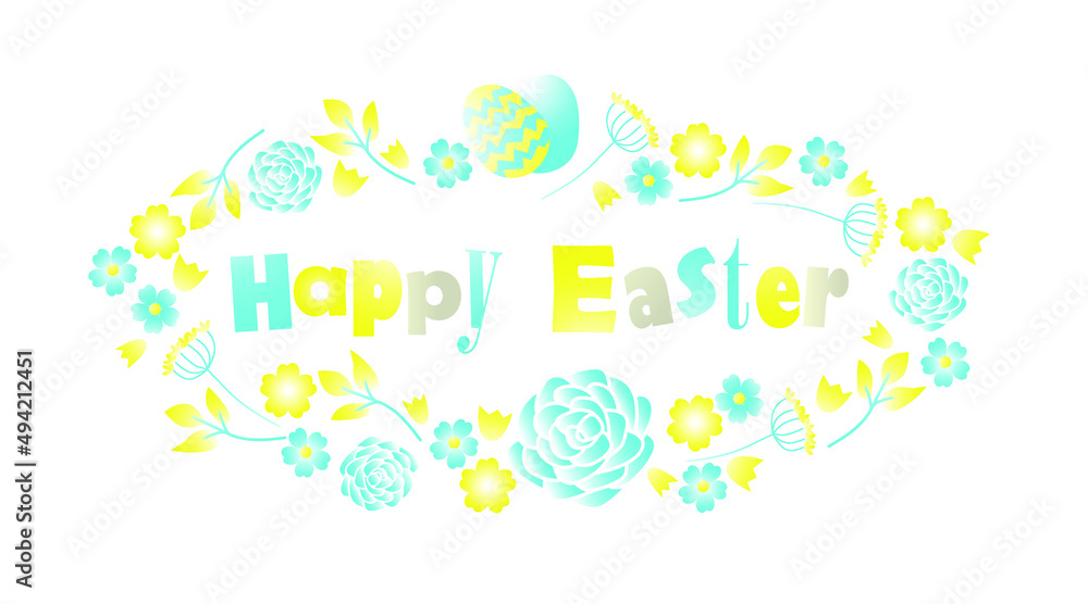 Vector illustration, greeting Easter card executed in yellow blue colors.