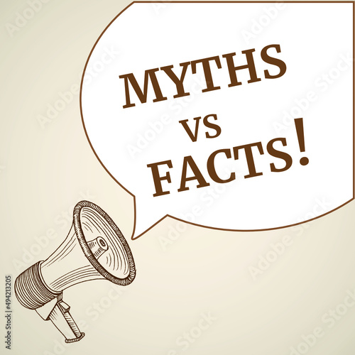 Myths vs facts speech bubble. Loudspeaker. Banner for business, marketing and advertising. Vector illustration.