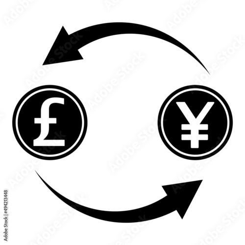 Euro Dollar Pound Yen Bitcoin Exchange Recycling Flat Icon Isolated On White Background