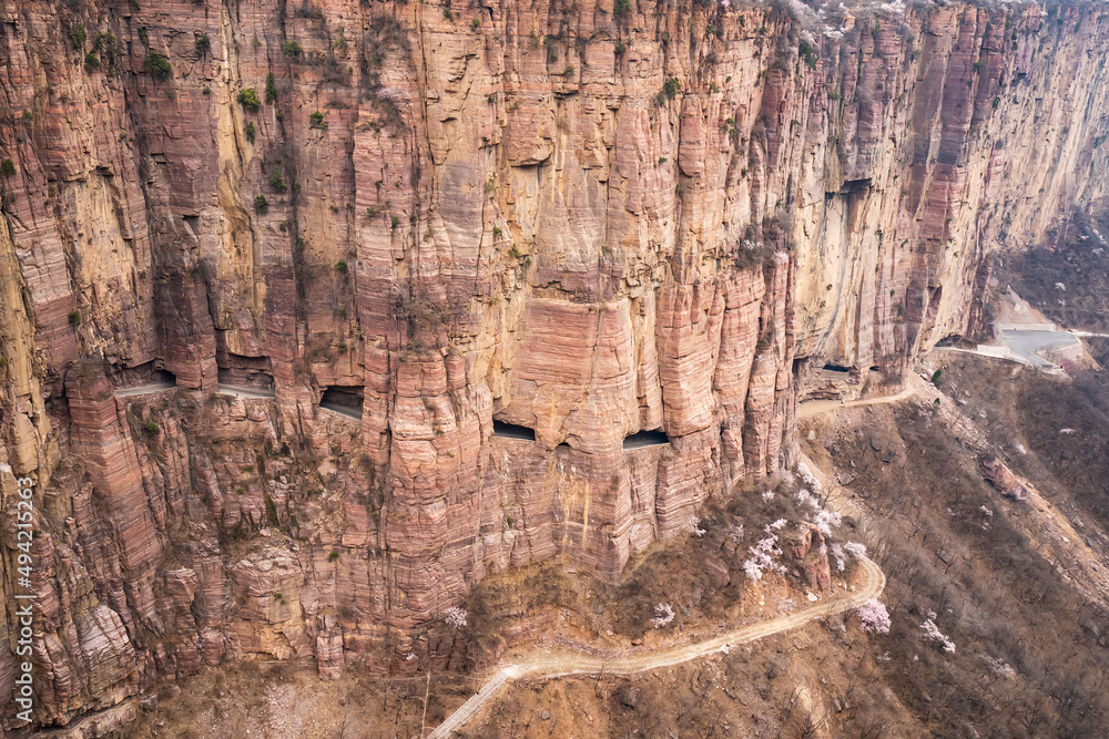 Guoliang hang wall highway on cliff, Hui county, Henan province, China