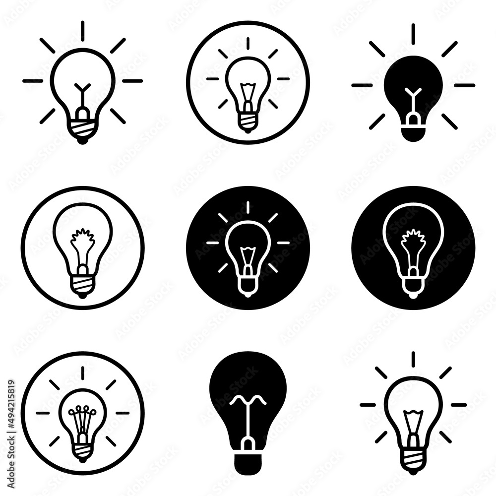Bulbs3 Flat Icon Set Isolated On White Background Bulbs3 Flat Icon Set Isolated On White Background