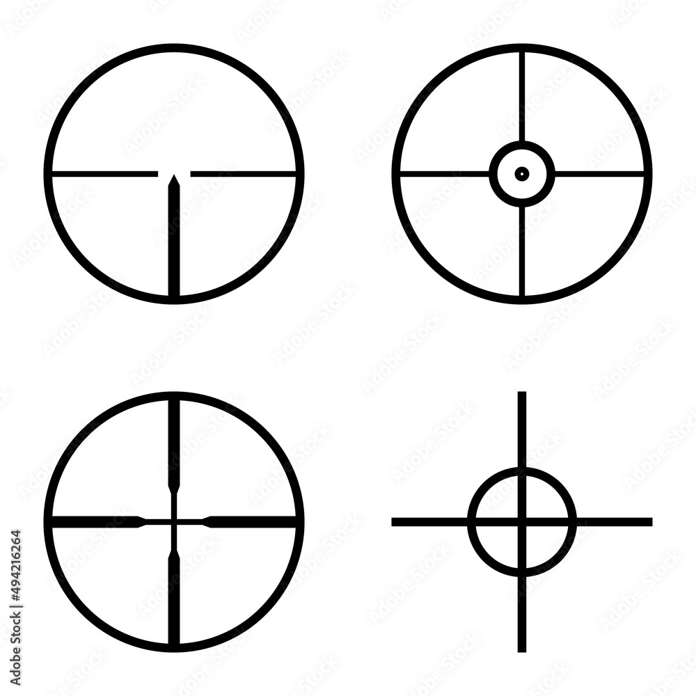 Crosshairs Flat Icon Set Isolated On White Background Crosshairs Flat Icon Set Isolated On White Background