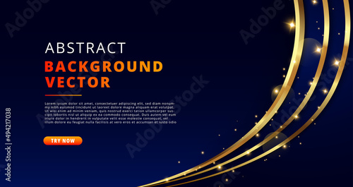 Abstract golden round frame template on dark background