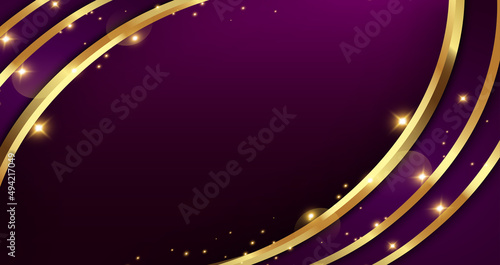 Abstract golden and pink round frame template on dark background