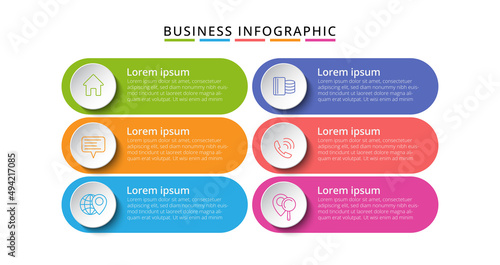 Business Infographic design with icons and 6 options or steps. infographics for business concept.