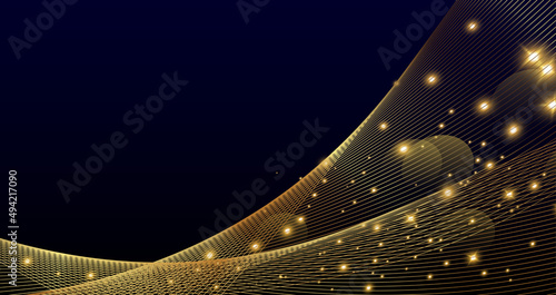 Abstract background with golden wave line and white space for text