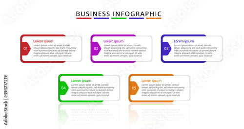 Gradient Infographic design with icons and 5 options or steps and scratch effect. infographics for business concept.