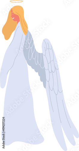 Angel Cartoon Woman in White Dress Illustration
