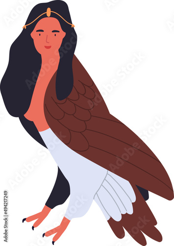 Cartoon Harpy Woman Bird Mythological Animal Illustration