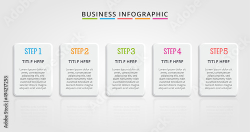 Business Infographic design with icons and 5 options or steps and scratch effect. infographics for business concept.