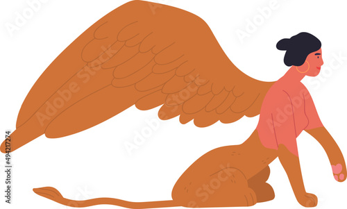 Female Mythology Fantastic Creature Sphinx Illustration