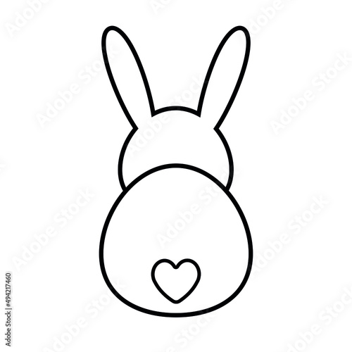 Vector flat bunny rabbit back isolated on white background