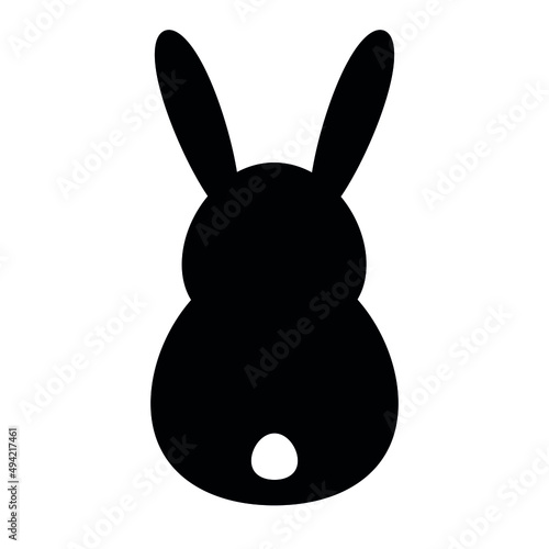 Vector flat bunny rabbit back silhouette isolated on white background