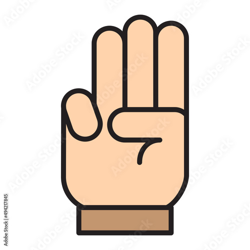 Illustration of Hand Gesture of Three Number design icon
