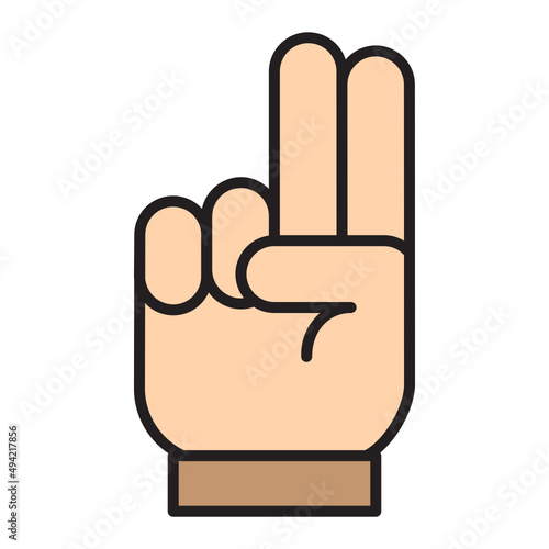 Illustration of Hand Gesture of Two Number design icon