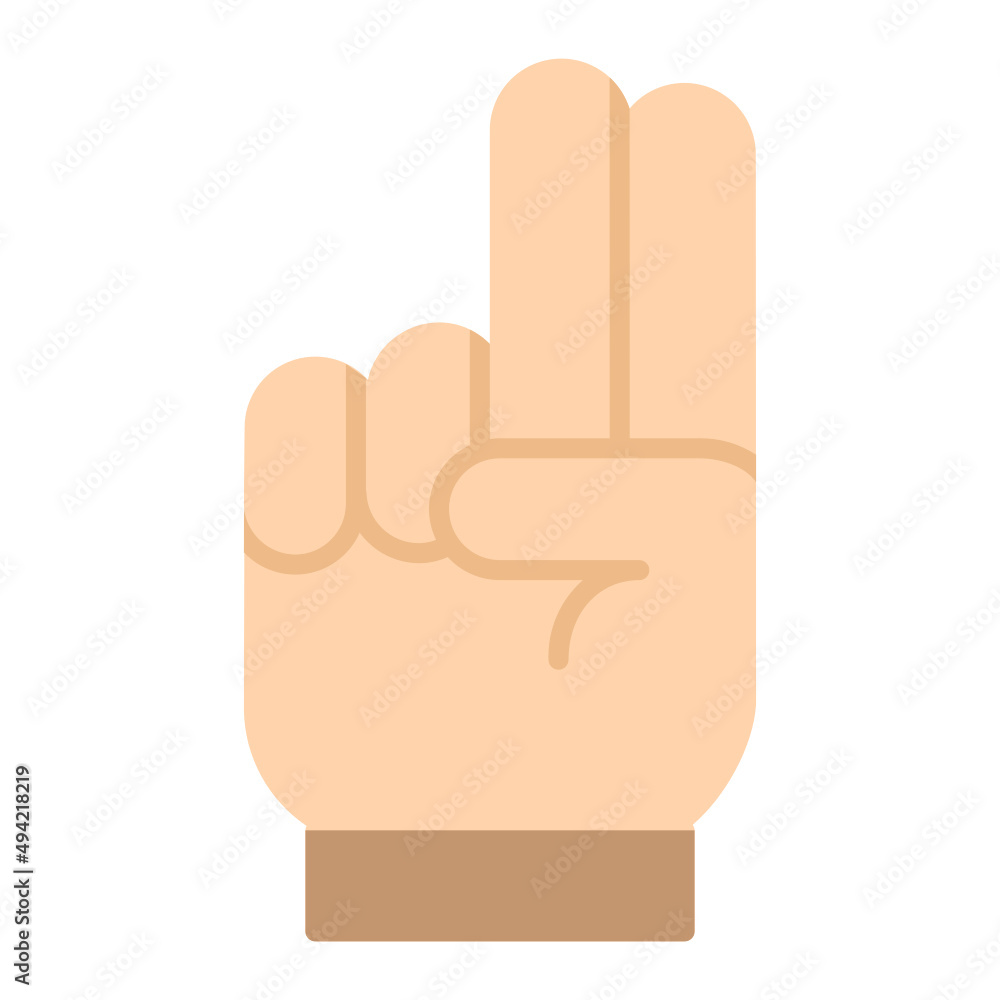 Illustration of Hand Gesture of Two Number design icon Illustration of Hand Gesture of Two Number design icon
