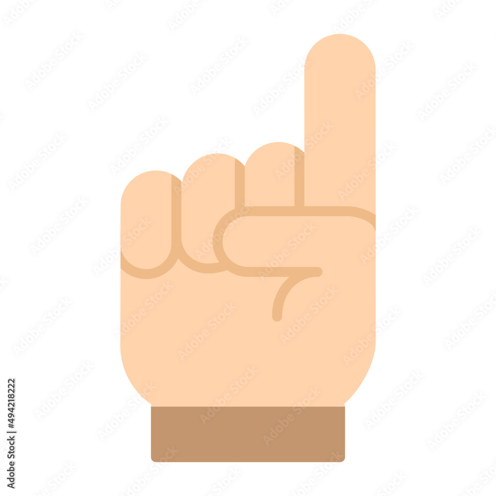 Illustration of Hand Gesture of One Number design icon Illustration of Hand Gesture of One Number design icon