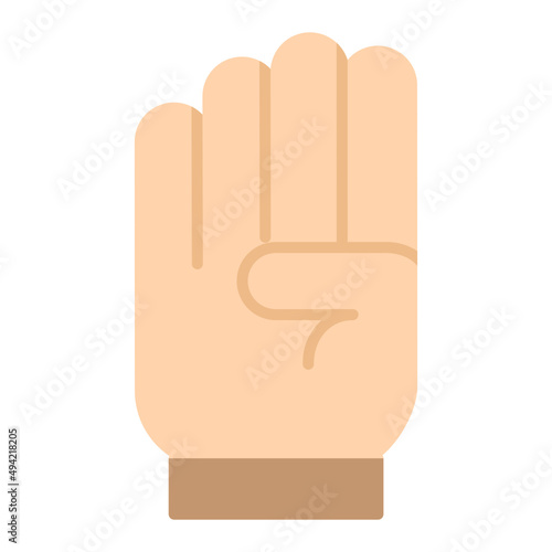 Illustration of Hand Gesture of Four Number design icon