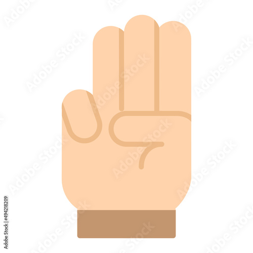 Illustration of Hand Gesture of Three Number design icon