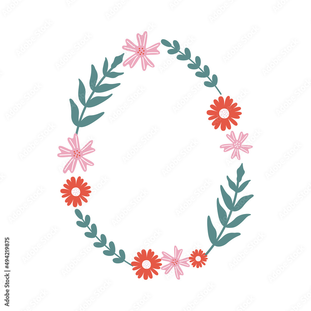 Obraz premium Floral easter egg Floral easter egg in a wreath symbol.