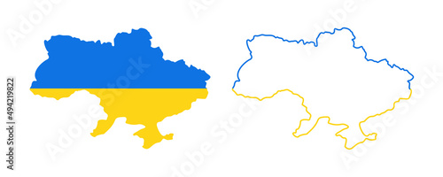 Ukraine border. Ukraine country territory. Ukraine national flag. Stock vector