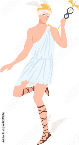 Hermes or Mercury Deity of Trade and Commerce Illustration