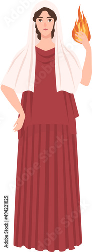 Hestia or Vesta Goddess of Hearth Home and Family Illustration