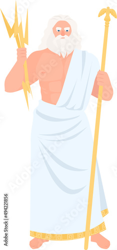 Zeus or Jupiter Main Olympian God of Sky Lightning and Thunder Illustration photo