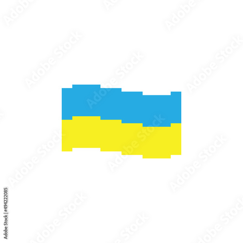 pixel Ukraine flag  vector Ukrainian  wave  flag. Pixel design for 8 bit games  