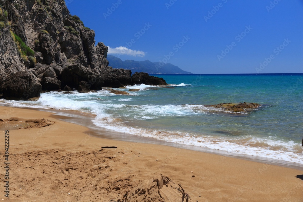 Beach in Greek island Corfu