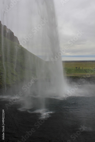 World famous Icelandic Seljalandsfoss waterfall with its characteristic veil  vertical   Seljalandsfoss  Iceland