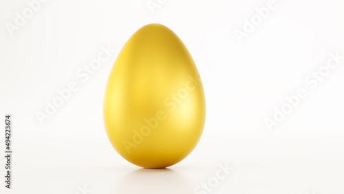 3D render of golden egg isolated on white background, 3d concept