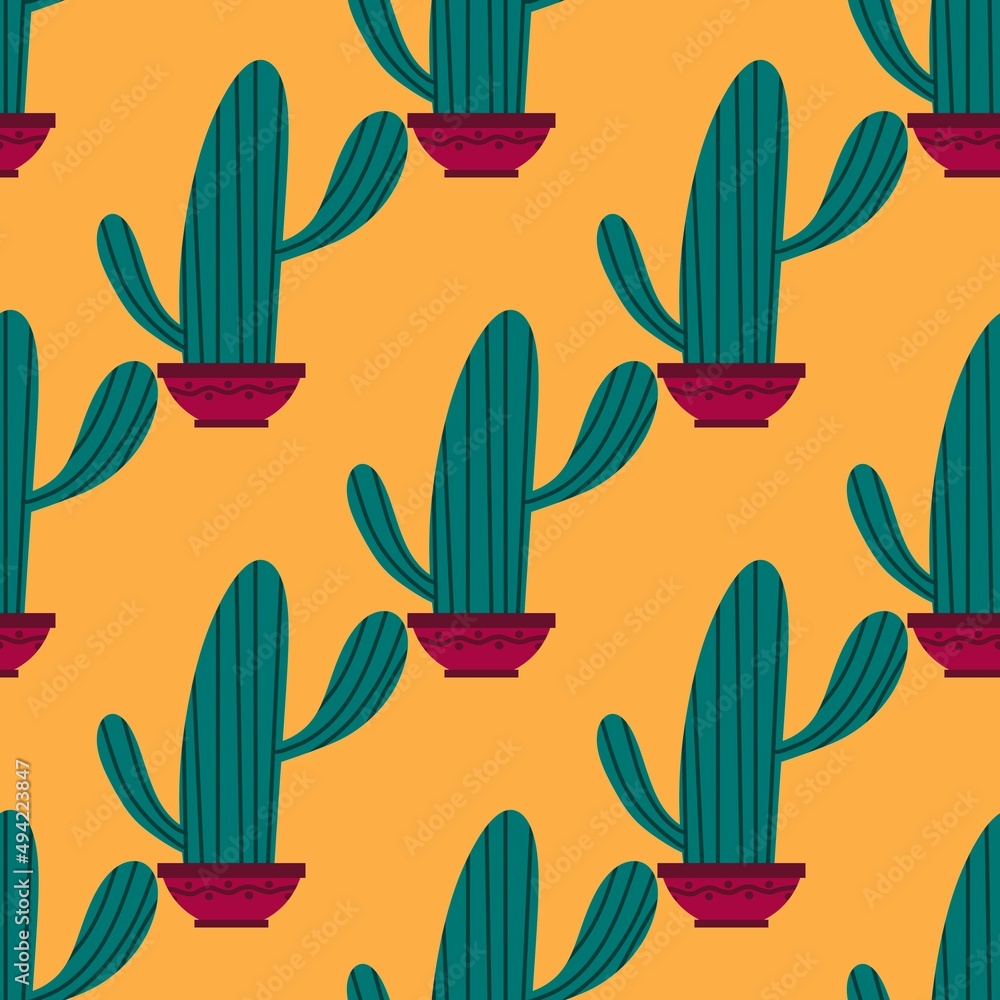 Floral seamless cactus pattern for fabrics and textiles and packaging and gifts and cards and linens and kids Floral seamless cactus pattern for fabrics and textiles and packaging and gifts and cards and linens and kids