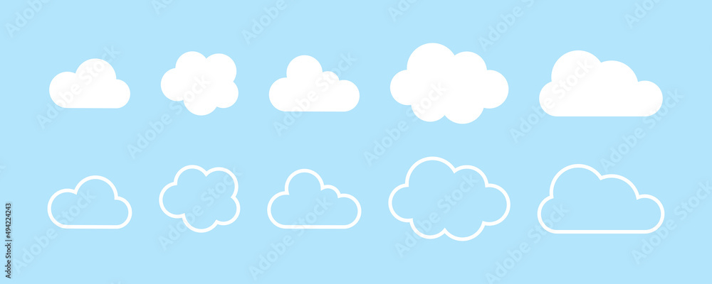 Cloud icon. Cloud weather sign collection. Nature cloud bubble elements. Stock vector