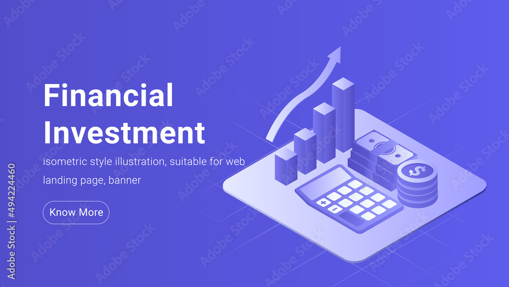 Isometric Banner Template for Financial Investment